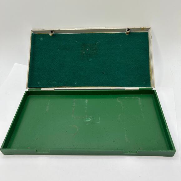 Vintage Faber Castell Pencil Case Green Rectangle Empty drawing utensil holder - Picture 7 of 13